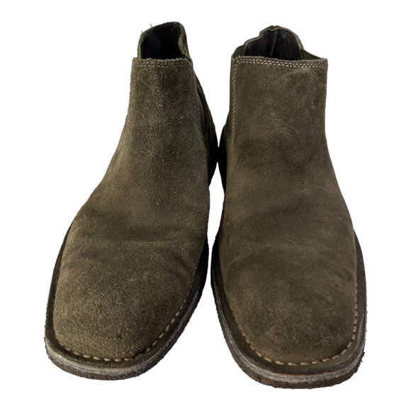 JOHNSTON MURPHY MENS SHOE 9.5 M BROWN SUEDE PULL ON BOOT BOOTIE STRETCH CHELSEA